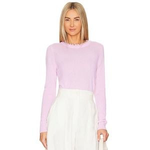 Autumn Cashmere Jewel Double Crew Sweater Peppermint Pink Small NEW